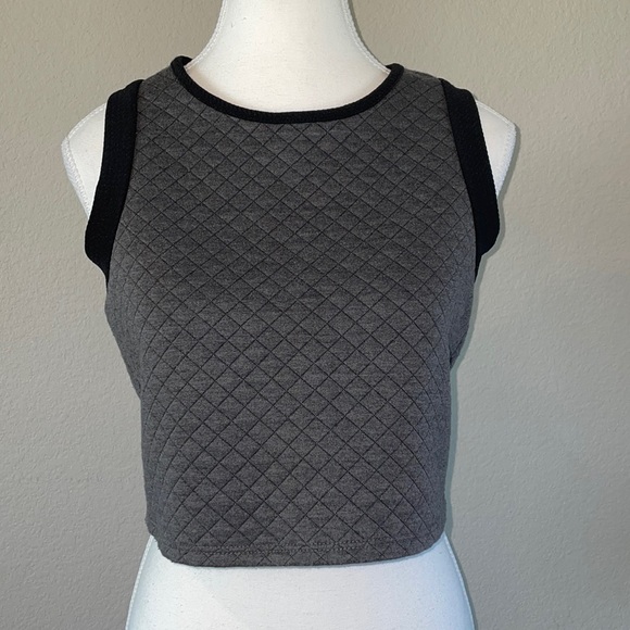 Quilted Grey Crop Top - Picture 1 of 7